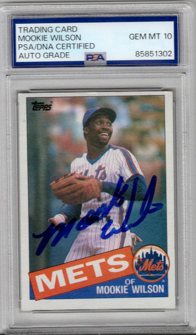 Mookie Wilson Autographed New York Mets 1985 Topps #775 Trading Card PSA AUTO GRADE GEM MT 10