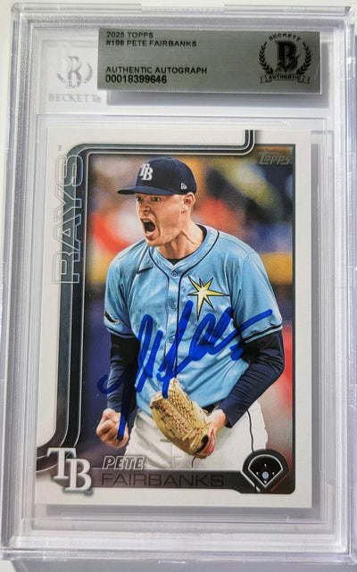 Pete Fairbanks Autographed Tampa Bay Rays 2025 Topps Card #198 Beckett