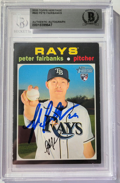 Pete Fairbanks Autographed Tampa Bay Rays 2020 Topps Heritage Rookie Card #640 Beckett