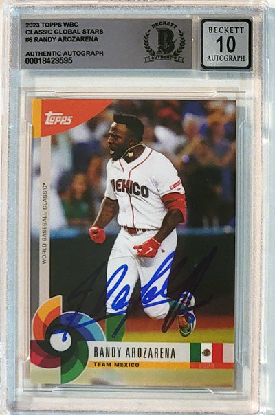 Randy Arozarena Autographed Topps 2023 WBC Mexico #6 Card Beckett Graded AUTO 10