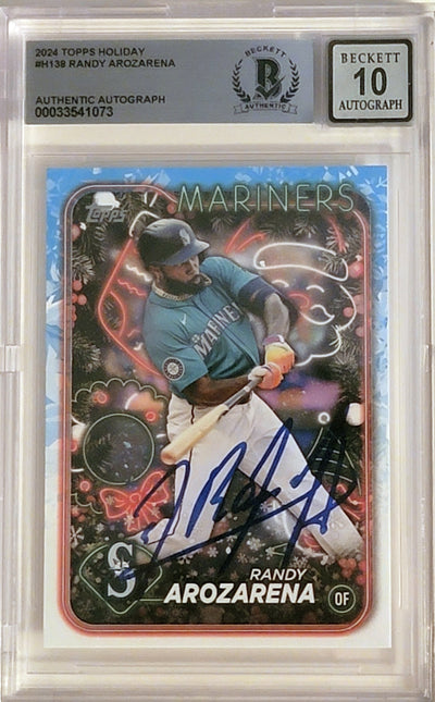 Randy Arozarena Autographed Seattle Mariners 2024 Topps Holiday Card #H138 Beckett AUTO 10