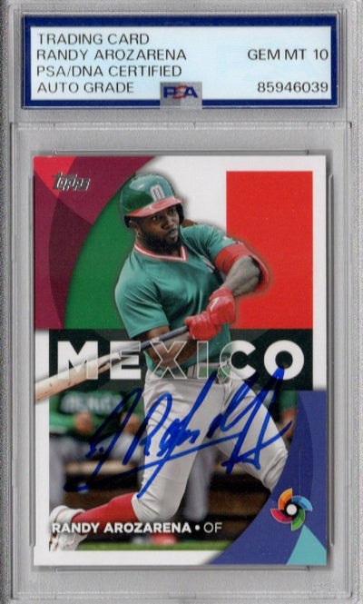 Randy Arozarena Autographed Mexico WBC 2023 Topps Trading Card AUTO GEM MT 10 PSA 85424418