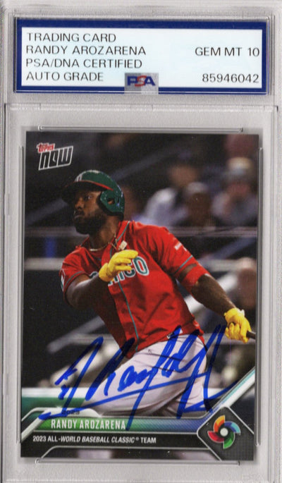 Randy Arozarena Autographed WBC Mexico 2023 Topps NOW Trading Card PSA AUTO GRADE GEM MT 10