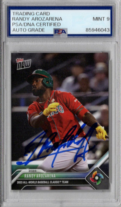 Randy Arozarena Autographed WBC Mexico 2023 Topps NOW Trading Card PSA AUTO GRADE MINT 9