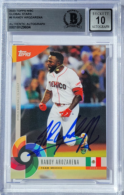Randy Arozarena Autographed Topps 2023 WBC Mexico #6 Card Graded AUTO 10 Beckett