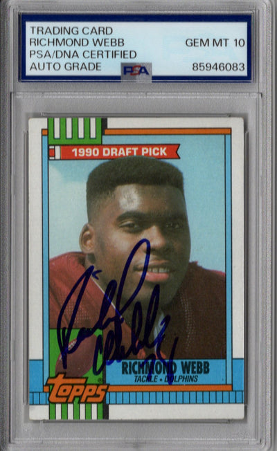 Richmond Webb Autographed Miami Dolphins 1990 Topps Rookie Card #316 PSA AUTO GRADE GEM MT 10
