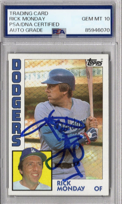 Rick Monday Autographed Los Angeles Dodgers 1984 Topps #274 Card Psa AUTO GRADE GEM MT 10