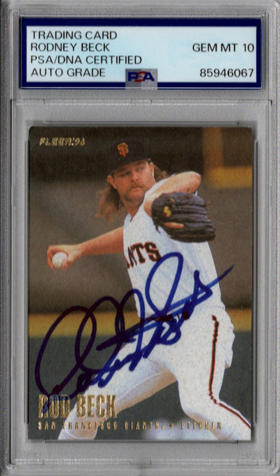Rod Beck Autographed San Francisco Giants 1996 Fleer Card PSA AUTO GRADE GEM MT 10