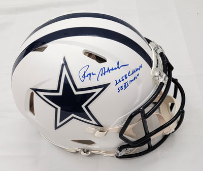 Roger Staubach Autographed Dallas Cowboys Riddell Matte White Authentic Helmet W/SB VI MVP & 2X SB Champs Beckett Authenticated