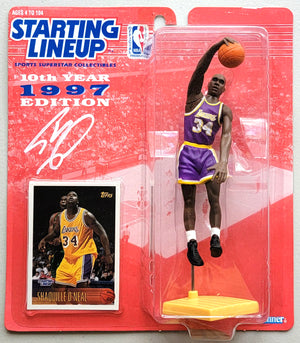 Shaquille O'Neal Autographed Los Angeles Lakers 1997 Starting Lineup Beckett Witnessed Purple Jersey