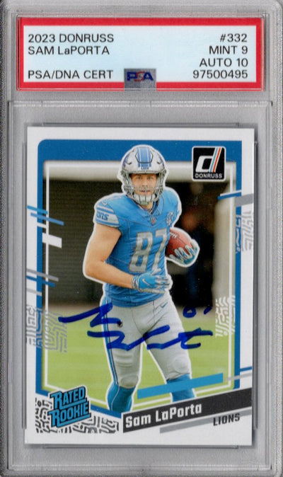 Sam LaPorta Signed 2023 Donruss #332 Rookie Card – PSA Graded Encapsulated | Detroit Lions