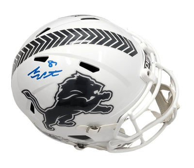 Sam LaPorta Autographed Detroit Lions 2024 Salute to Service STS Replica Helmet Beckett Witnessed