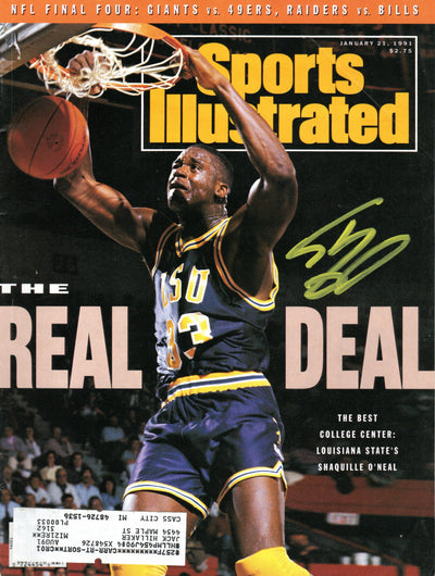 Shaquille O'Neal Autographed LSU The Real Deal Sports Illustrated 1/21/91 Beckett Witnessed