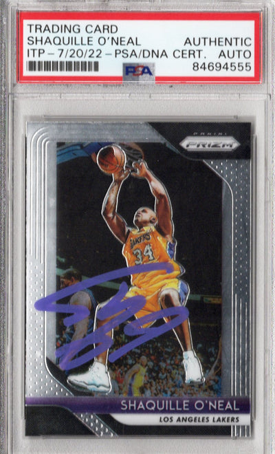 Shaquille O'Neal Autographed Los Angeles Lakers Encapsulated 2018-19 Panini Prizm Trading Card #35 PSA ITP 84694555