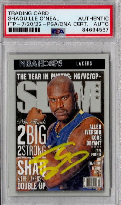 Shaquille O'Neal Autographed Lakers 2020 Panini Slam NBA Hoops Trading Card PSA ITP AUTHENTIC AUTO