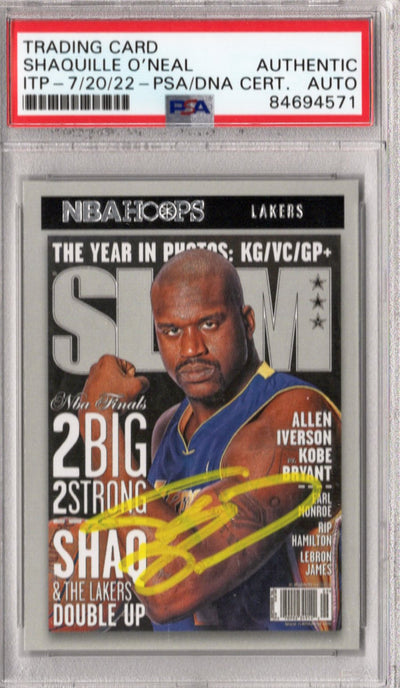 Shaquille O'Neal Autographed Lakers 2020 Panini Slam NBA Hoops Trading Card PSA ITP AUTHENTIC AUTO