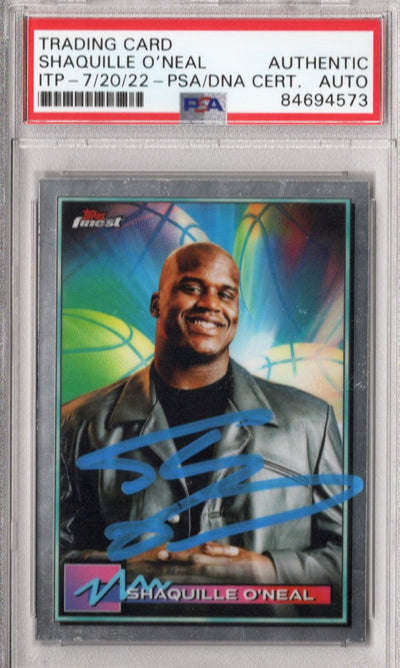 Shaquille O'Neal Autographed Los Angeles Lakers Encapsulated 2021 Topps Finest Trading Card #34 PSA ITP 84694573