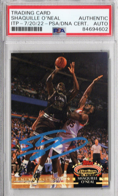 Shaquille O'Neal Autographed Orlando Magic Encapsulated 1992-93 Topps Stadium Club Rookie Trading Card #201 PSA ITP 84754118