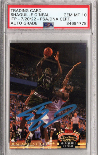 Shaquille O'Neal Autographed Orlando Magic Encapsulated 1992-93 Topps Stadium Club Rookie Trading Card #201 AUTO GRADE GEM MT 10 PSA ITP 84694778