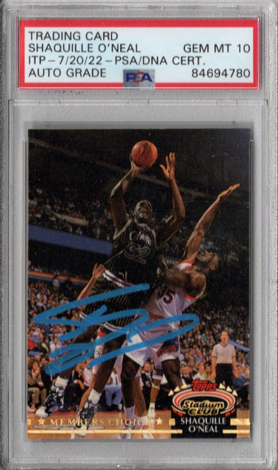 Shaquille O'Neal Autographed Orlando Magic Encapsulated 1992-93 Topps Stadium Club Rookie Trading Card #201 PSA ITP AUTO GRADE GEM MT 10