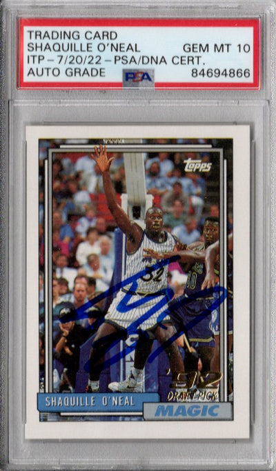 Shaquille O'Neal Autographed Orlando Magic 1993 Topps # 362 Rookie Card PSA AUTO GRADE GEM MT 10