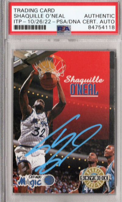 Shaquille O'Neal Autographed Orlando Magic Encapsulated 1992-93 Skybox Rookie Trading Card #382 PSA ITP 84754118