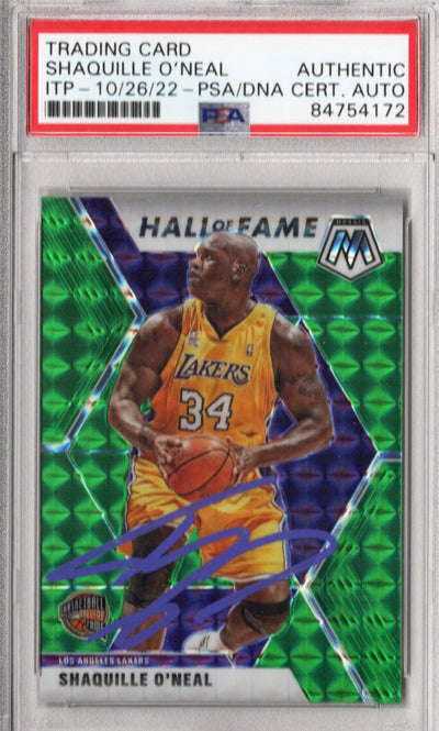 Shaquille O'Neal Autographed Los Angeles Lakers Encapsulated 2019-20 Panini Mosaic Prizm Hall Of Fame Trading Card #281 PSA ITP 84754172