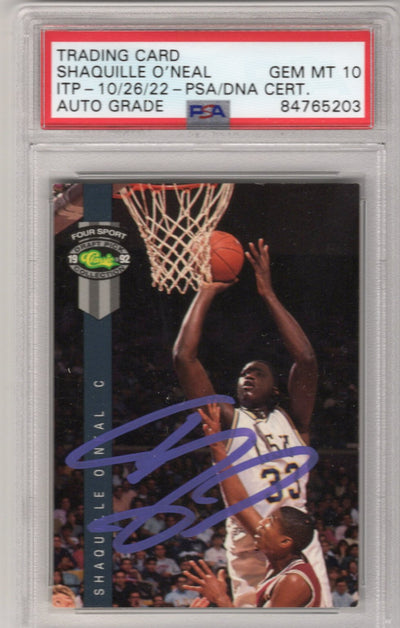 Shaquille O'Neal Autographed LSU Tigers Encapsulated 1992 Classic Draft Pick #1 Rookie Card PSA ITP AUTO GRADE GEM MT. 10