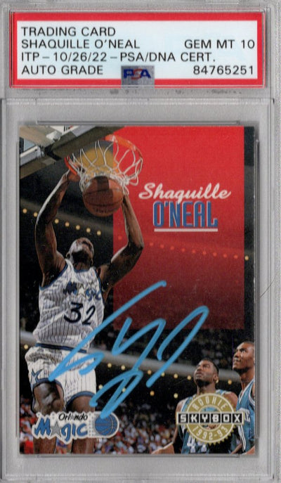 Shaquille O'Neal Autographed Orlando Magic 1992-93 Sky Box Rookie No. 382 Rookie Card PSA ITP AUTO GRADE GEM MT. 10