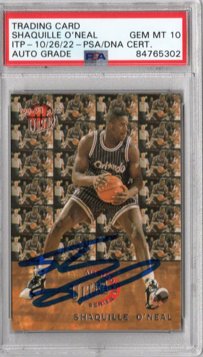 Shaquille O'Neal Autographed Orlando Magic 1992-93 Fleer Ultra Rookie 7 of 10 Trading Card PSA ITP GEM MT. 10