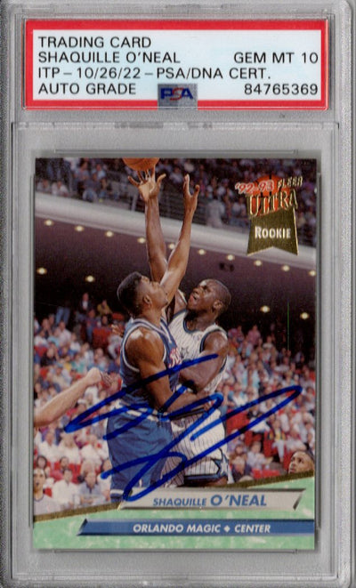 Shaquille O'Neal Autographed Orlando Magic 1992-93 Fleer Ultra Rookie Card PSA ITP AUTO GRADE GEM MT 10