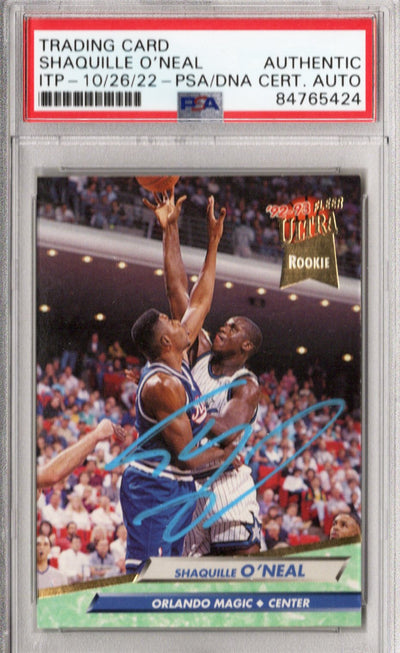 Shaquille O'Neal Autographed Lakers Encapsulated 1992-93 Fleer Ultra Trading Card 328 PSA ITP 84765423