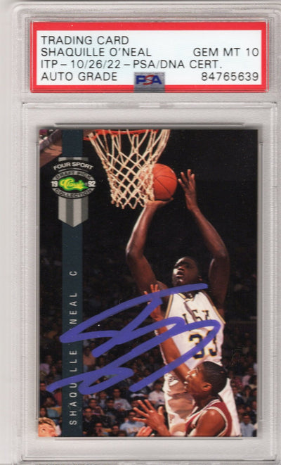 Shaquille O'Neal Autographed LSU Tigers 1992 Classic Draft Pick Four Sport Rookie Card #1 PSA ITP AUTO GRADE GEM MT 10