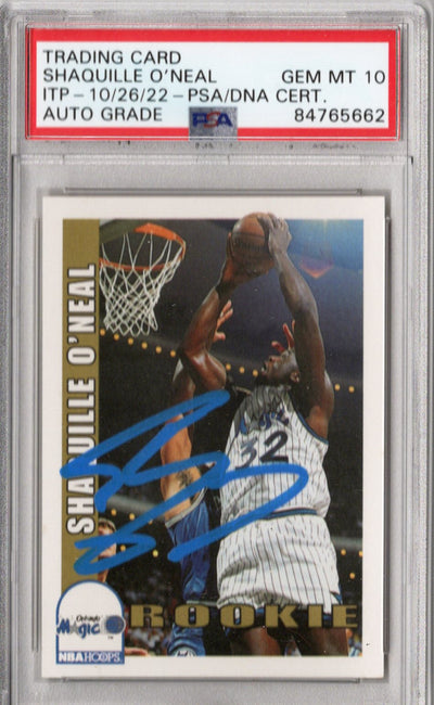 Shaquille O'Neal Autographed Orlando Magic Encapsulated 1992 NBA Hoops #442 Rookie Trading Card AUTO GRADE GEM. MT 10 PSA/DNA 84765662