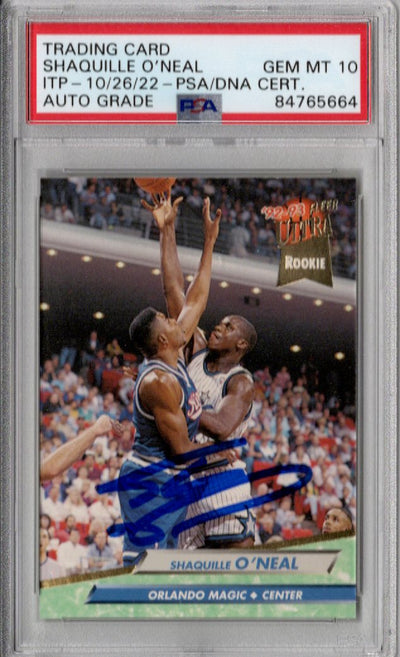 Shaquille O'Neal Autographed Orlando Magic 1992-93 Fleer Ultra Rookie Card PSA ITP AUTO GRADE GEM MT 10