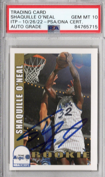 Shaquille O'Neal Autographed Orlando Magic Encapsulated 1992 NBA Hoops #442 Rookie Trading Card AUTO GRADE GEM. MT 10 PSA/DNA 84765715