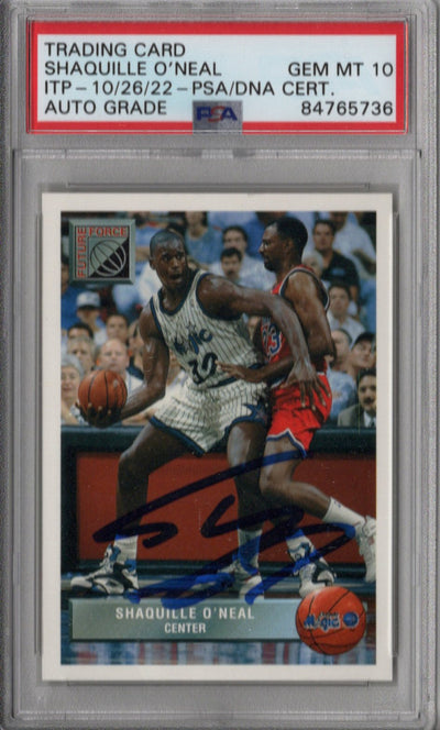 Shaquille O'Neal Autographed Orlando Magic 1992-93 Upper Deck Future Force P43 Rookie Card PSA ITP GEM MT. 10