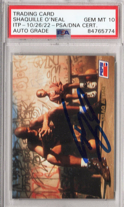 Shaquille O'Neal Autographed Orlando Magic Encapsulated 1993 SkyBox Shaq Attaq Pepsi #4 Trading Card PSA/DNA AUTO GRADE GEM MT 10 84765774