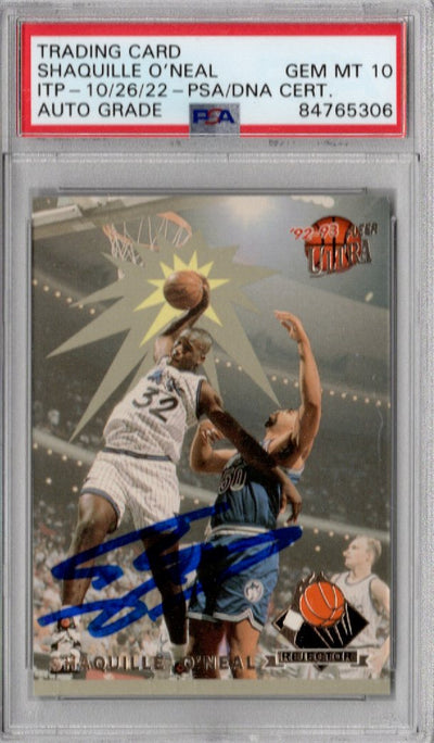 Shaquille O'Neal Autographed Orlando Magic 1992-93 Fleer Ultra Rookie Rejector 4 of 5 Rookie Card PSA ITP AUTO GRADE GEM MT. 10