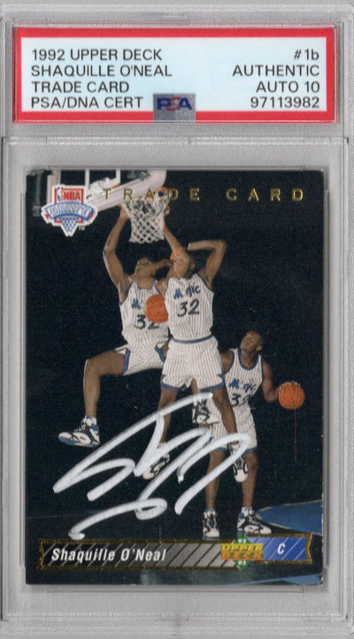 Shaquille O’Neal Autographed Orlando Magic 1992 Upper Deck #1b Rookie Card PSA AUTHENTIC AUTO 10