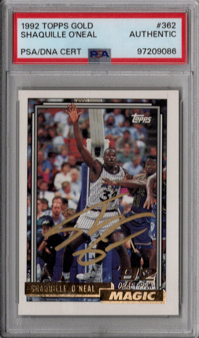 Shaquille O'Neal Autographed Orlando Magic 1992-93 Topps Gold #362 Rookie Card PSA AUTHENTIC AUTO