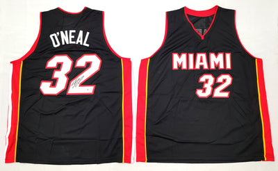 Shaquille O'Neal Autographed Miami Heat Black Pro Style Jersey Beckett Witnessed