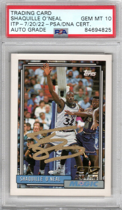 Shaquille O'Neal Autographed Orlando Magic Encapsulated 1993 Topps Gold # 362 Trading Card PSA AUTO GRADE GEM MT 10 84694825