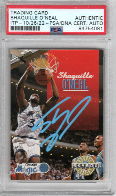 Shaquille O'Neal Autographed Orlando Magic Encapsulated 1992-93 Skybox Rookie Card #382 PSA ITP