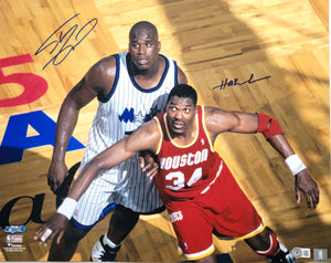 Shaquille O'Neal Hakeem Olajuwon Autographed Orlando Magic Houston Rockets 16x20 Photo Beckett Witnessed