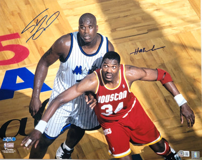 Shaquille O'Neal Hakeem Olajuwon Autographed Orlando Magic Houston Rockets 16x20 Photo Beckett Witnessed