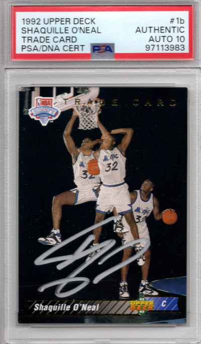 Shaquille ONeal autographed 1992 Upper Deck rookie card PSA auto 10