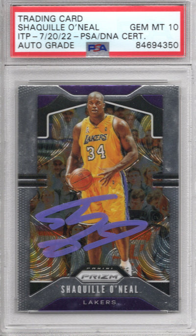 Shaquille ONeal autographed 2019 Panini Prizm card PSA 10 auto