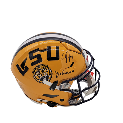 Ja'Marr Chase Justin Jefferson Autographed LSU Speed Flex Helmet Beckett Witnessed