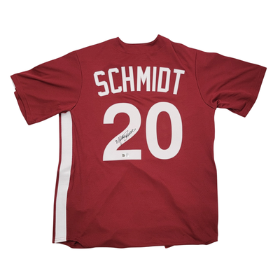 Mike Schmidt Autographed Philadelphia Phillies Nike Red Cooperstown Collections Jersey Beckett Witnessed